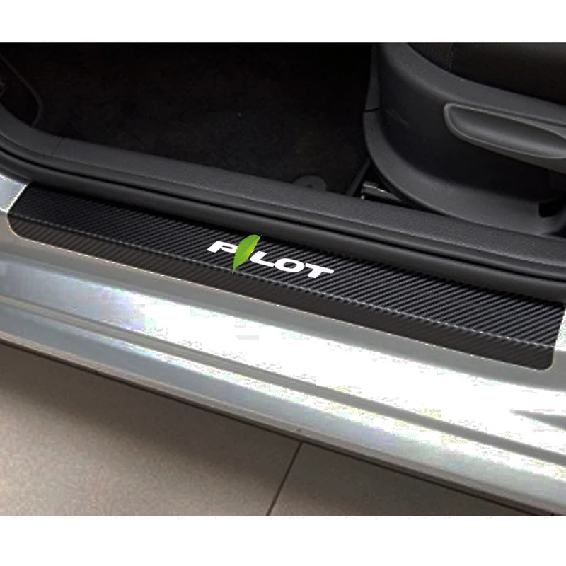 

4pcs Car Styling Sticker for Honda Pilot Car Door Sill Protector Sticker Carbon Fiber Vinyl Sticker Door Sill Decorative Cover