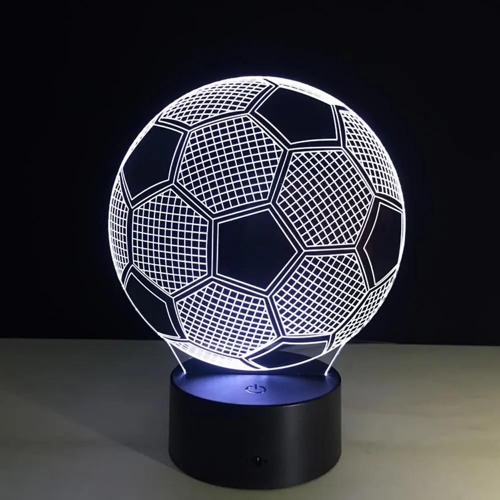 Ilusión 3D Luces y Lámpara Fútbol Soccer LED Escritorio Decoración de Mesa 7 colores Touch Usb 