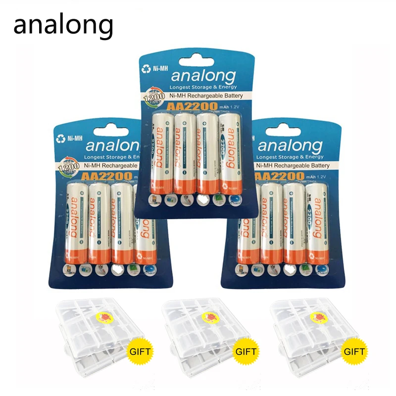 High Capacity 12Pcs AA Rechargeable Batteries 1 2V aa 2200mAh Ni MH Pre charged 2A Battery