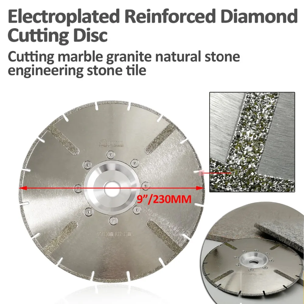 DIATOOL 1 шт. 230 мм гальваническим усиленный алмазный отрезной диск 9 дюйм(ов) Мрамор лезвие с 22,23 мм фланец
