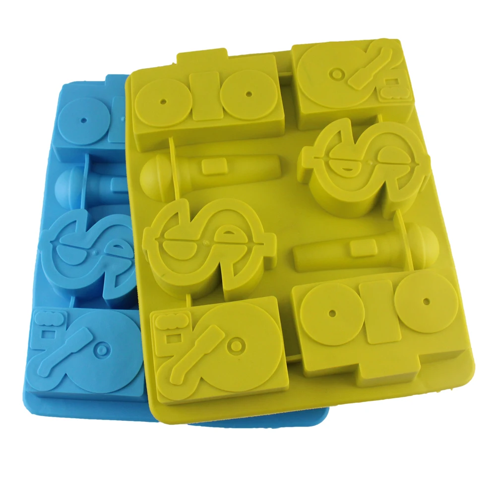 Music Ice Tray Mold Microphone Silicone Cake Cube Popsicle Pudding Jelly Handmade Soap Baking Tools |