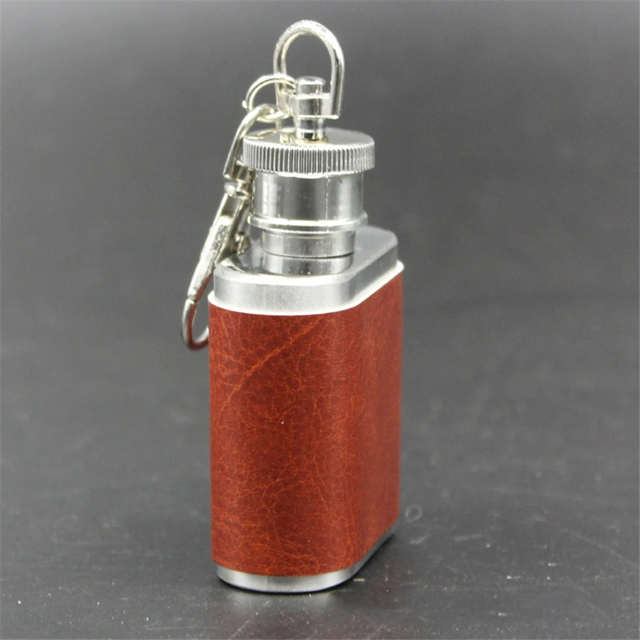 6 Mini Hip Flask with  Leather Personalized  Stainless Steel Drink Mug Bottle with Key Chain 1Oz Portable Wine Flask