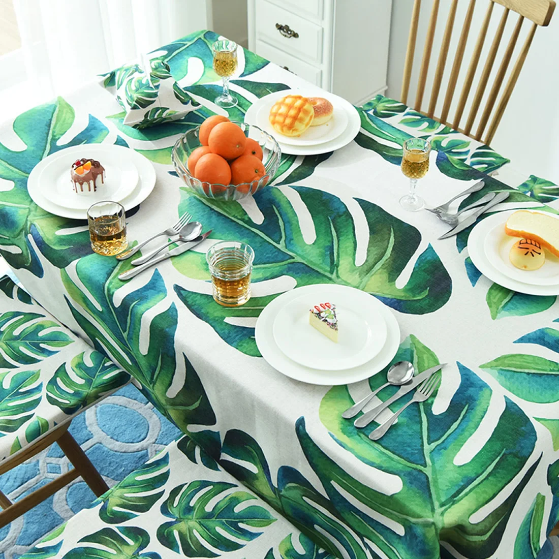 Хлопковая скатерть с принтом тропические декоративные листья скатерть для стола льняная скатерть на обеденный стол крышка для домашнего