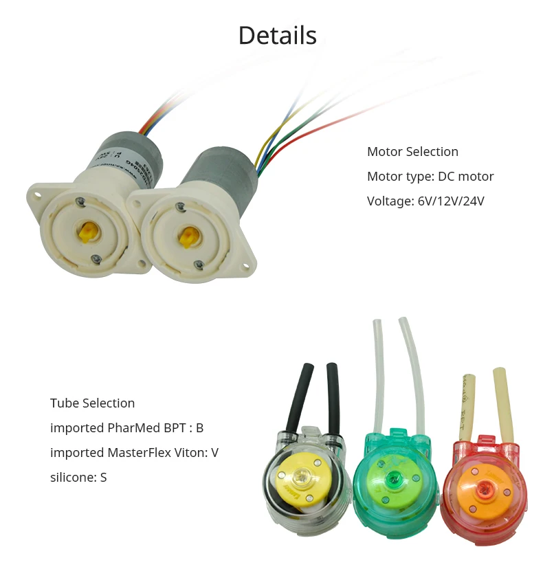 Kamoer KFS Мини DC перистальтический насос маленький водяной насос 12 V/24 V с высокой восприимчивостью микро дозирующий насос с блоком питания постоянного тока бесщеточный двигатель