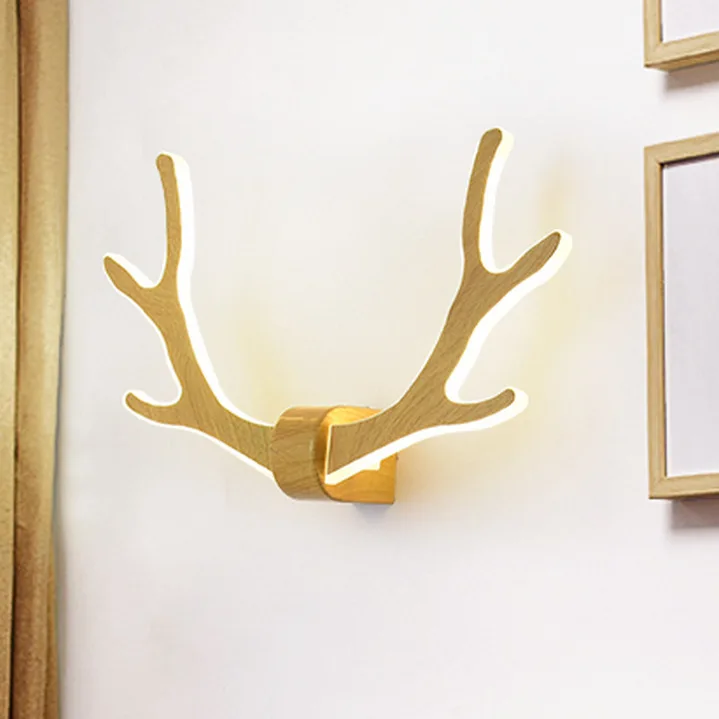 

Factory personality LED bedside lamp modern simple bedroom aisle stairs corridor children wall antler wall lamp