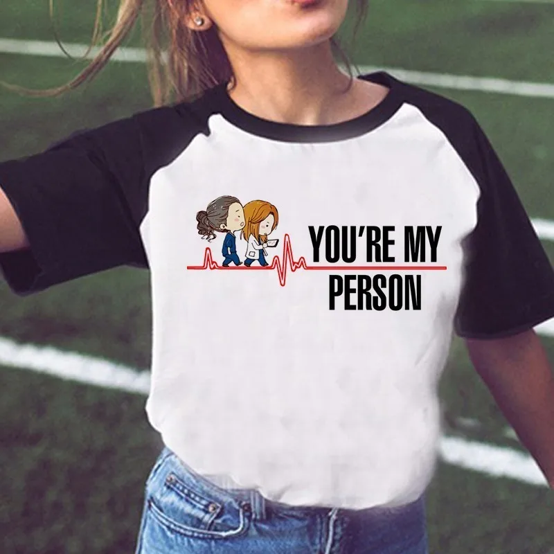 Новая анатомическая футболка Greys женская футболка с надписью You're My Person серая Анатомия с коротким рукавом Женская белая футболка - Цвет: 1502