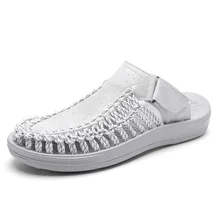 В римском стиле Разделение кожи роскошные сандалии Мужчины забивают легкие туфли Для мужчин s Sandles Zapatos Mujer Летние тапочки Дачная обувь Для мужчин sandalias hombre