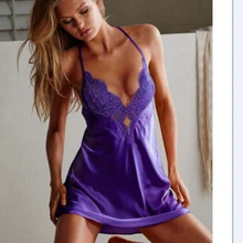 Новое Женское белье Ночная сорочка бебидолл атласное платье на бретельках халат пижамы ночное белье