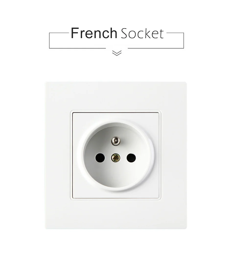 16A French Standard Wall Electric Power Socket Plug PC Outlet Panel Switched AC 110-250V 86mm90mm Electrical outlet for Mobile (1)