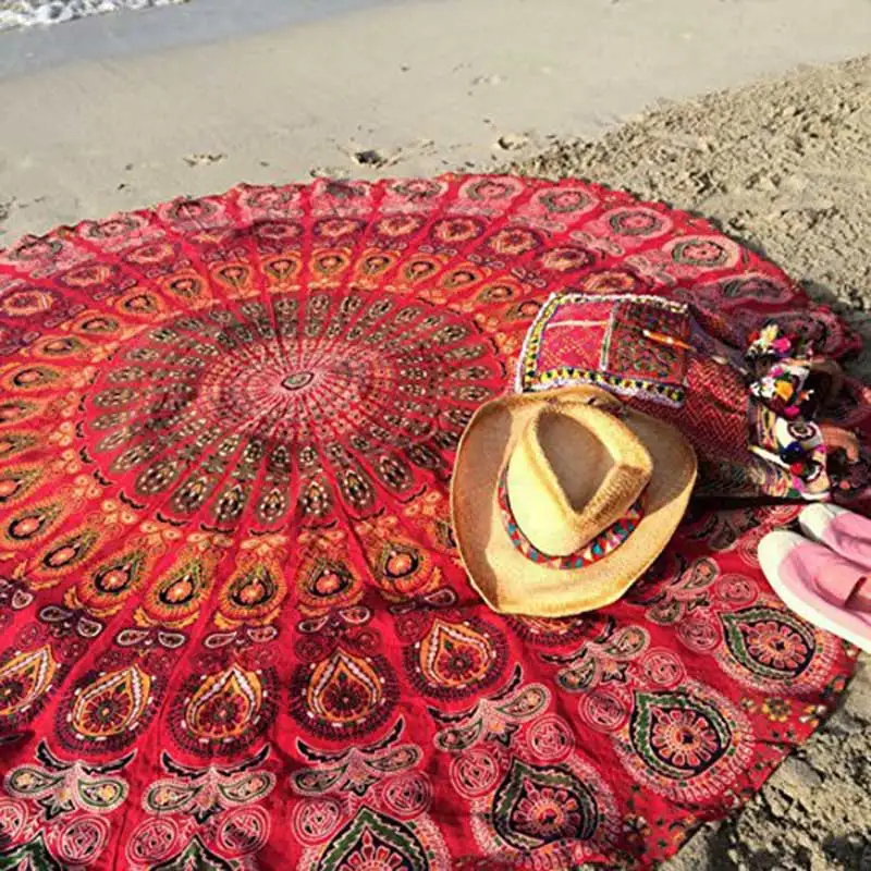 

Newly Round Mat Scarve Mandala Tapestry Beach Picnic Throw Rug Blanket Bohemia Grassplot Mats