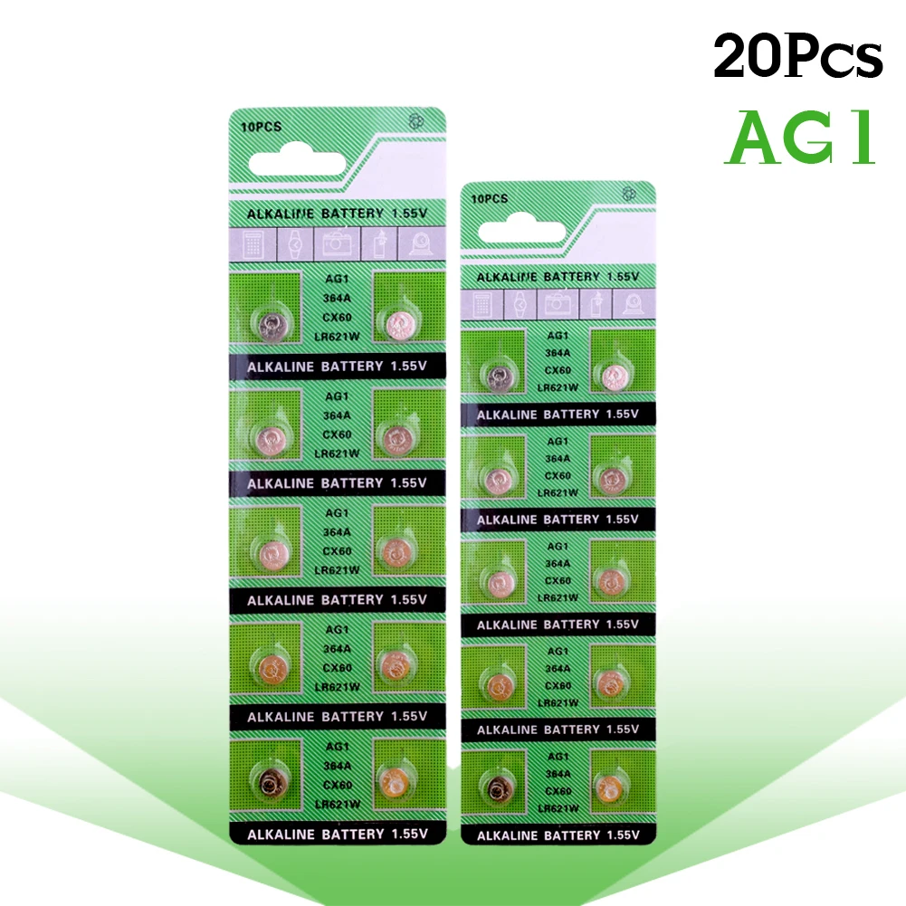 

YCDC High Quality Button Battery AG1 364 SR621 SR60 SR60L Alkaline Coin Cell Button Batteries For Watch x20 1.55V EE6202