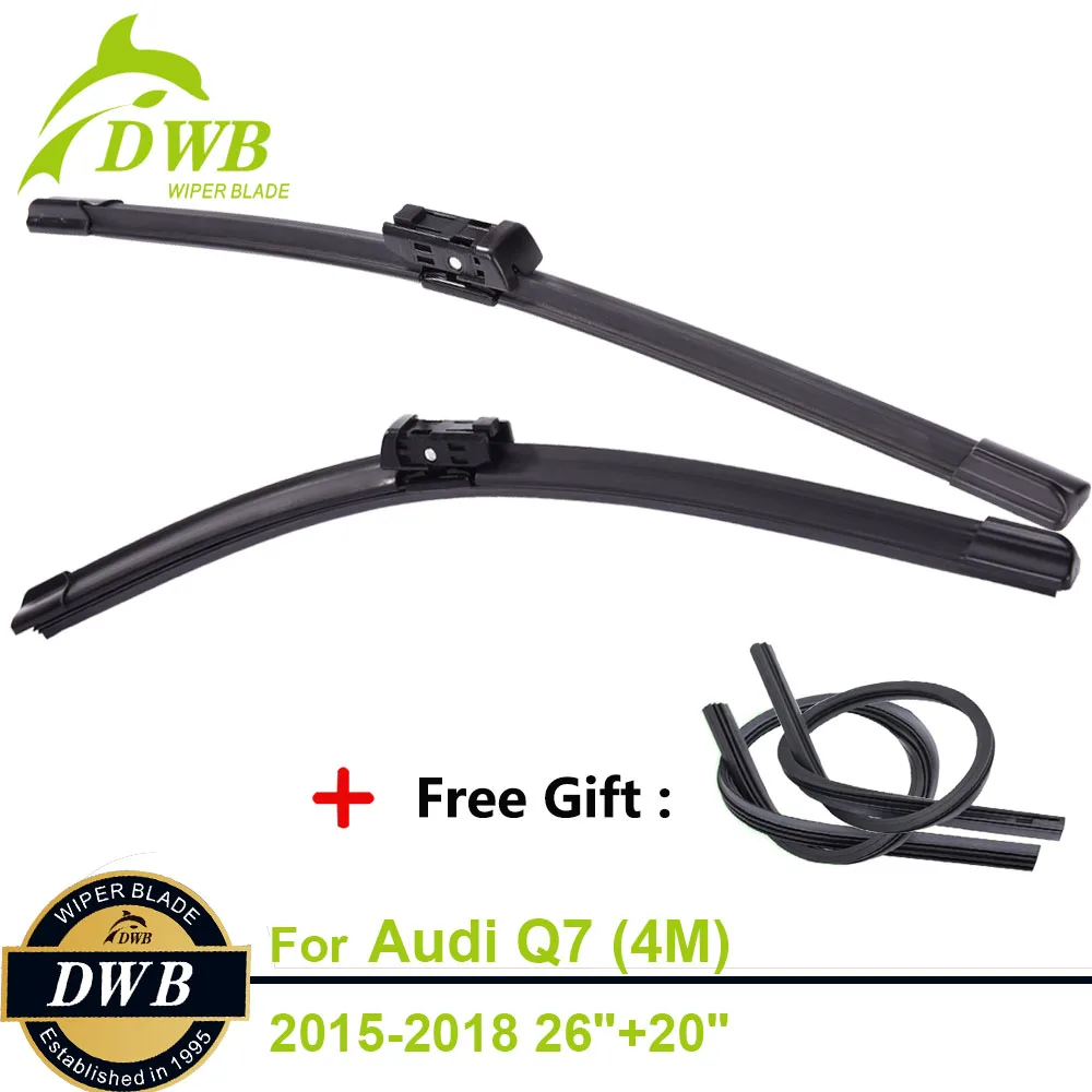 

2PCS ECO Wiper Blades for Audi Q7 (4M) 2015-2018 26"+20", Free 2Pcs Rubbers, High Performance Bracketless Wiper