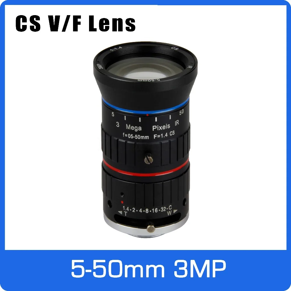 3Megapixel Varifocal CCTV Lens 5-50mm CS Mount Long Distance Manual IRIS For 720P/1080P Box Camera/IP Camera Free Shipping