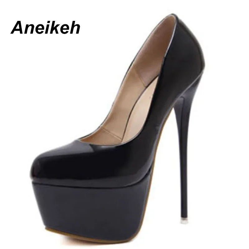 Aneikeh 2018 Spring Women Sexy 16CM Extreme High Heels Platform Ladies Pumps Stiletto Woman Shoes Slip On Size 34 - 40 258-90
