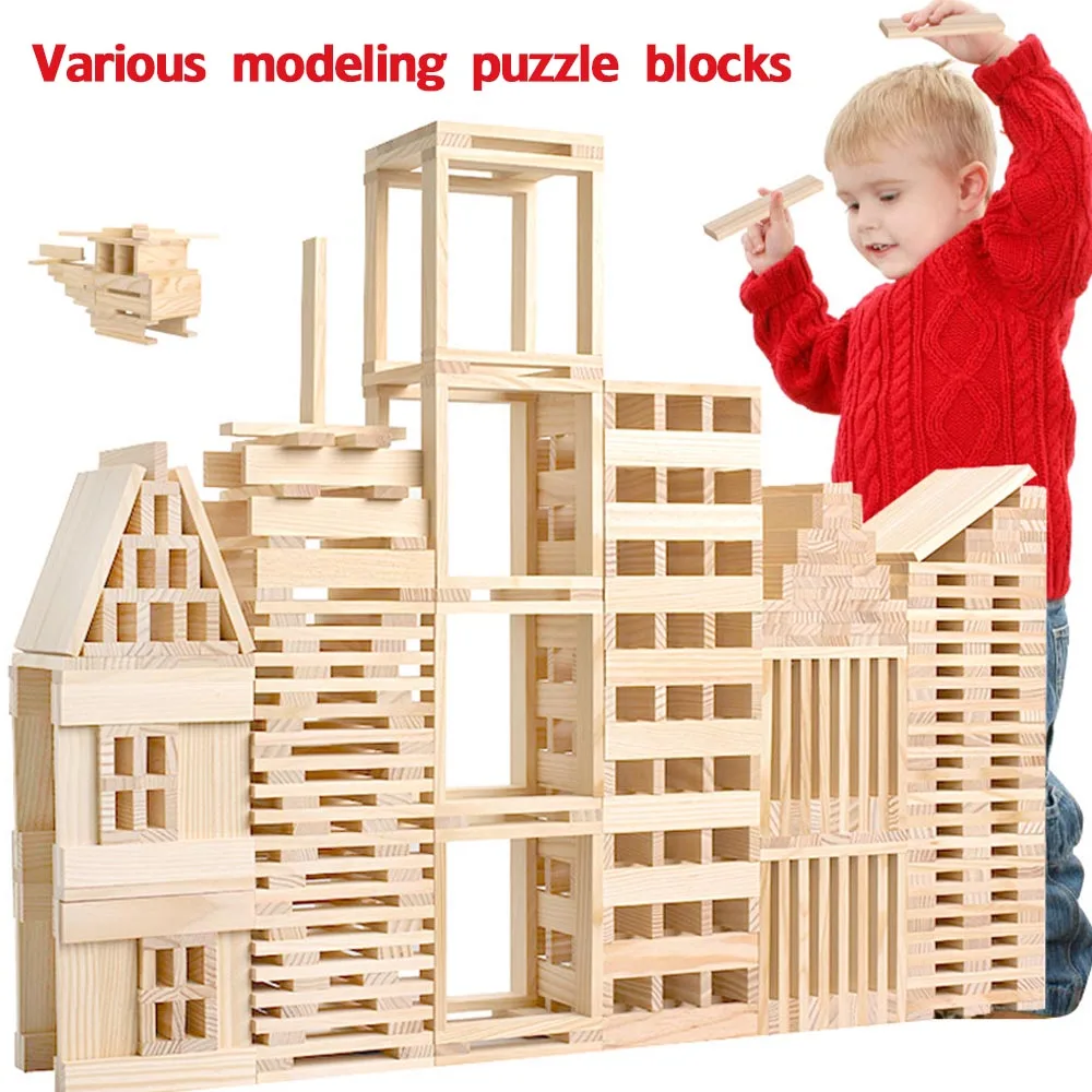 Wooden 100 pieces of building bar model building blocks children's intellectual building blocks children's early education toys