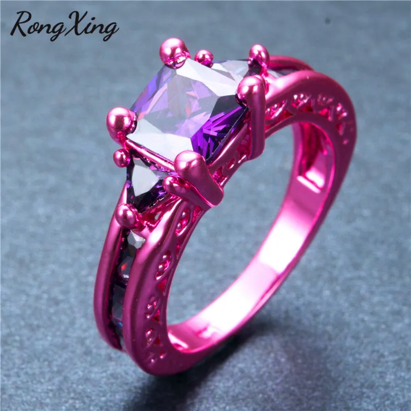 Женские кольца с фиолетовыми цирконами RongXing