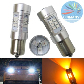

2PCSx High Power 21W 1156 BAU15S BA15S 21LED Samsung 2835 21smd CANBUS Reverse Backup Turn Signals Reverse Lamp 6000k 12V yellow