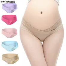 Ywhuansen algodão maternidade roupa interior grávida pós-parto mãe sob bump calcinha em forma de v suporte de barriga macia respirável