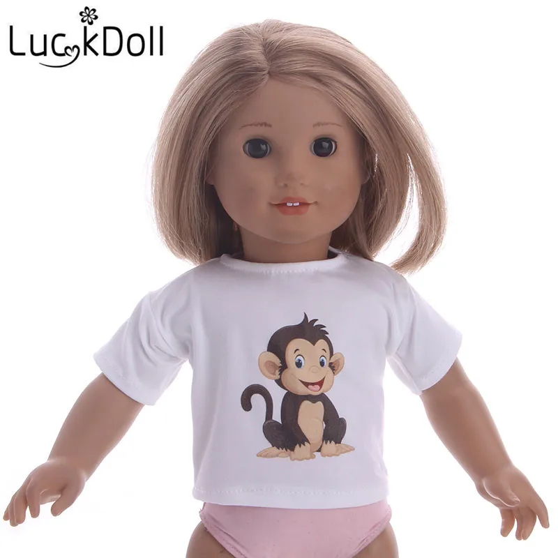 LUCKDOLL хлопковая Футболка Подходит для 18-дюймовые американская кукла Logan кукла мальчик одежда аксессуары игрушки для детей