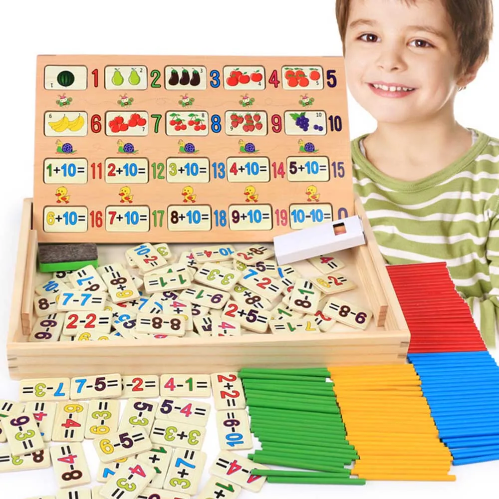  Montessori Math Toy Wooden Fruit Number Math Game Sticks Educational Toy Puzzle Learning Teaching A - 32960104601