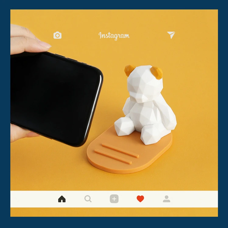 

Geometric art bear mobile phone lazy desktop TV artifact simple cute girl heart small portable Desk ring holder for phone