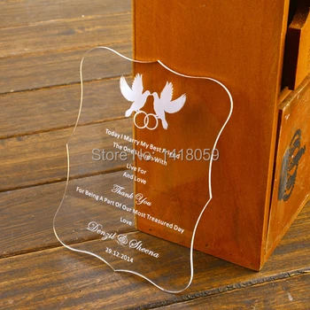 

50pcs Personalized Luxury Engraved Love Birds Acrylic Wedding Invitation Cards For Wedding Decoration