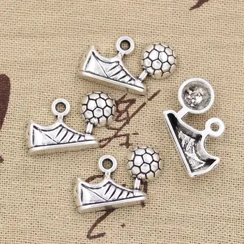 

12pcs Charms Football Soccer Cleats 15x23mm Antique Bronze Silver Color Plated Pendants Making DIY Handmade Tibetan Jewelry