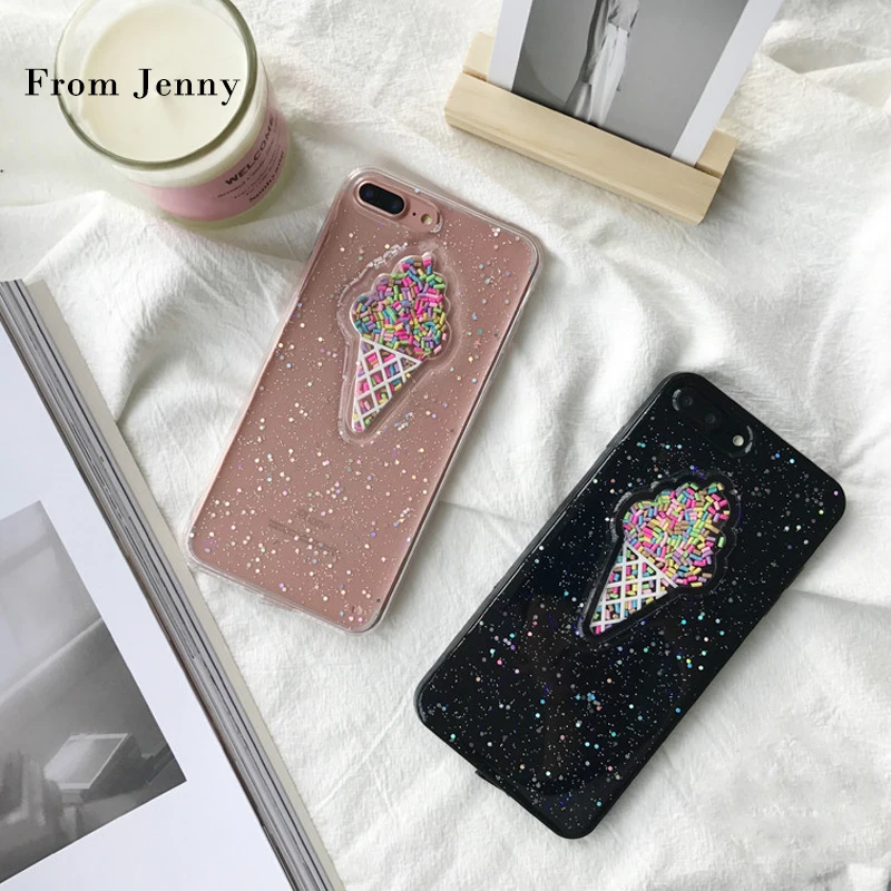[From Jenny] Clear Transparent Ice Cream Phone Case for iPhone 7 7plus 6 6s Plus Soft Cover girls Fundas |