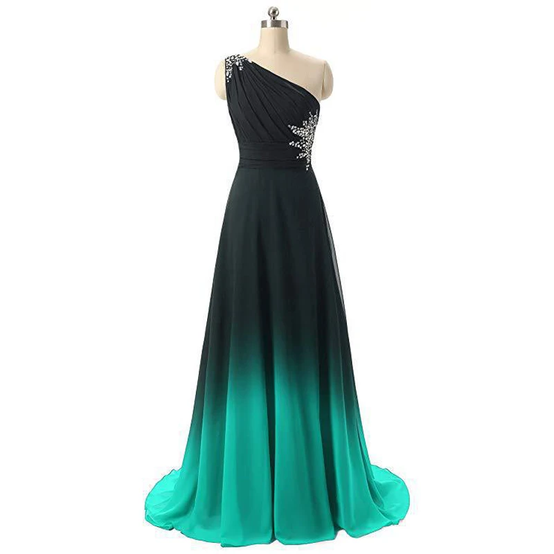 Шифоновые вечерние платья больших размеров с бусинами градиентные цвета