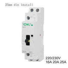 Американская классификация проводов 2р 16A 20A 25A 220 V/230 V 50/60 Гц бытовой Din rail AC модульный контактор ручной Управление дома контактор переменного тока 2NO 2NC или 1NO+ 1NC CT1