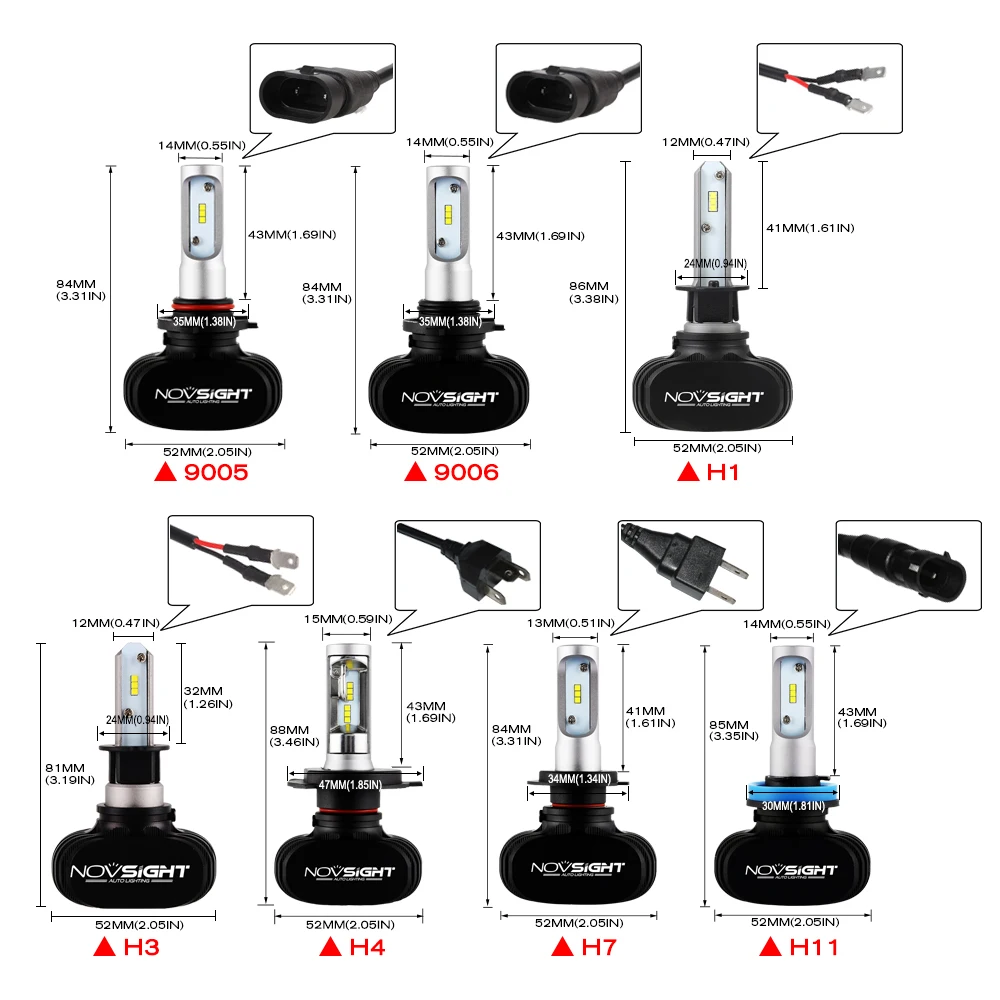 NOVSIGHT светодиодный H4 H7 H8 H9 H11 8000LM 50 Вт 6500 к Автомобильный светодиодный головной светильник s Белый Противотуманные огни 9005 HB3 9006 HB4 туман светильник лампы CSP светодиодный чипы