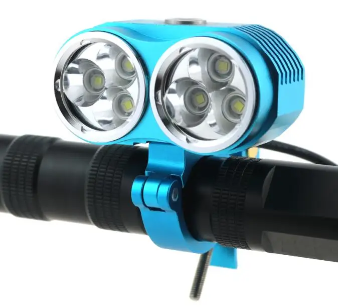 8000 люменов 6xcree XM-L T6 светодиодный фонарь для велосипеда с Алюминий металлическими зажимами держатель+ 8800 мА/ч, 18650 Батарея пакет& Зарядное устройство - Цвет: Blue
