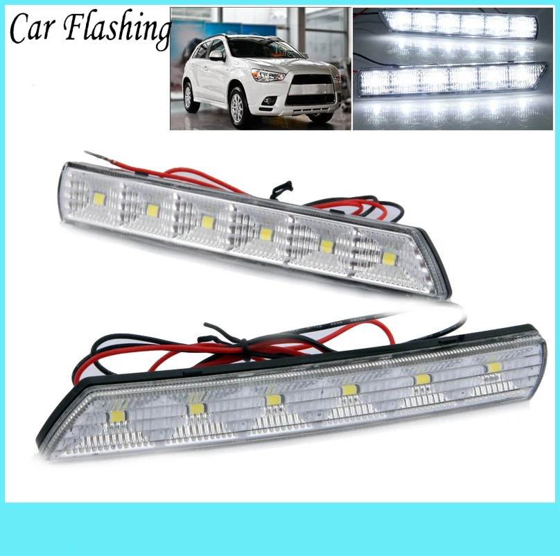

Car Flashing 1Set For Mitsubishi ASX 2010 2011 2012 LED DRL Daytime Running Lights Daylight Waterproof Fog Head Lamp white