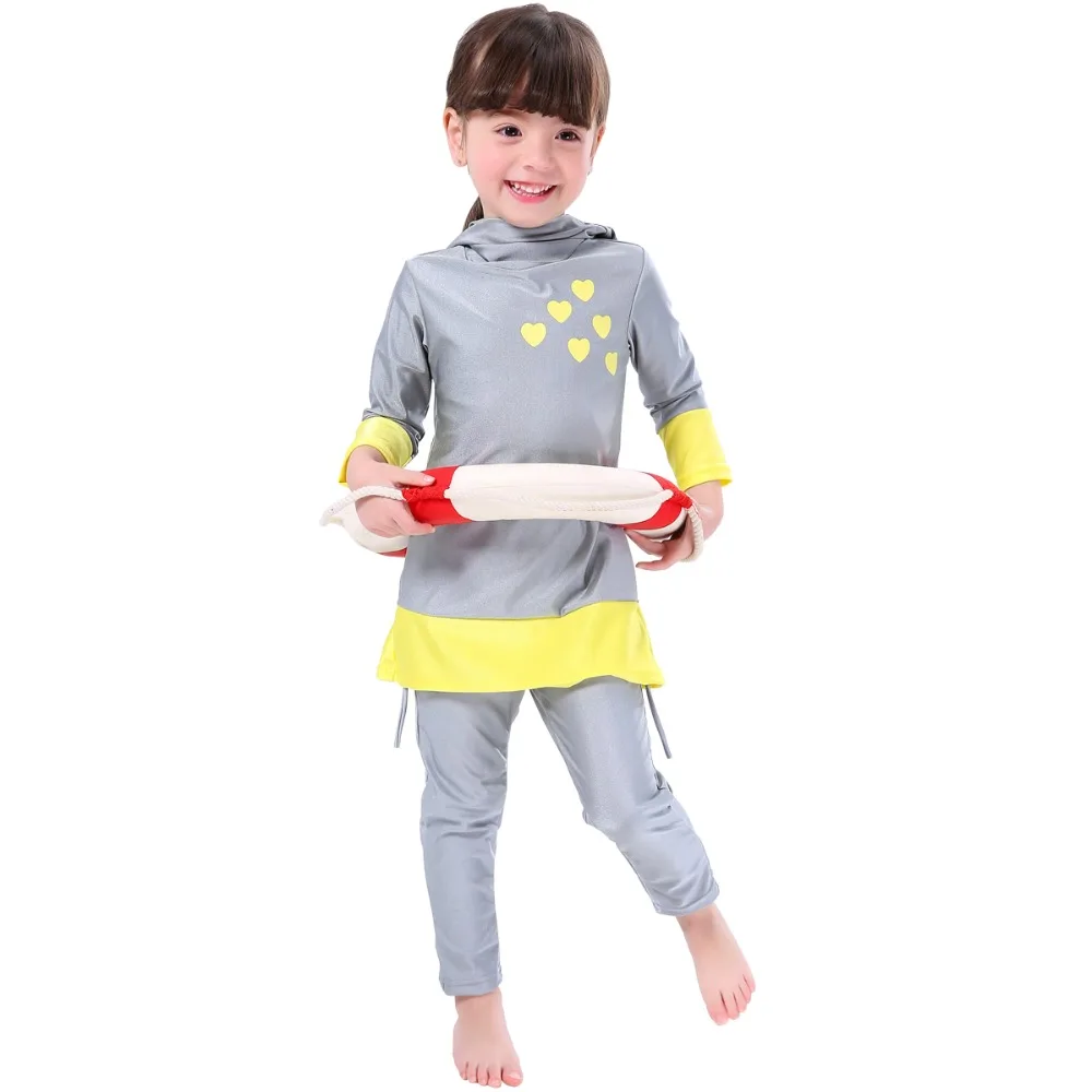 Girls Muslim Swimwears Islamic Children Two-piece Long Sleeve Swimsuits Arab Islam Beach Wear Swimming Diving Suits Burkinis
