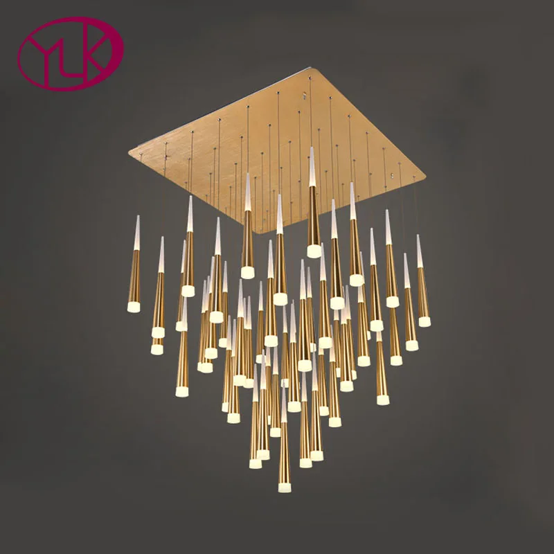 

Youlaike Modern LED Chandelier For Living Room Long Staircase Hanging Lighting Fixture Gold/Silver Home Lustre