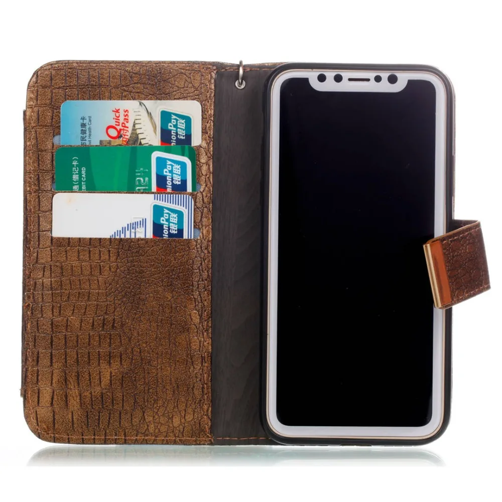 IMIDO роскошный Флип кожаный чехол для телефона iPhone XS MAX кошелек из крокодиловой кожи с подставкой для карт iPhone X XR 8 7 6 6 S Plus Capa