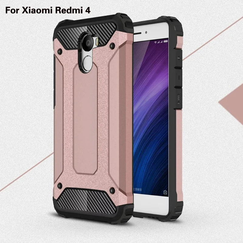 

Soft Silicon + PC Hard Armor Anti-knock Fitted Back Cover Case For Xiaomi Redmi 4