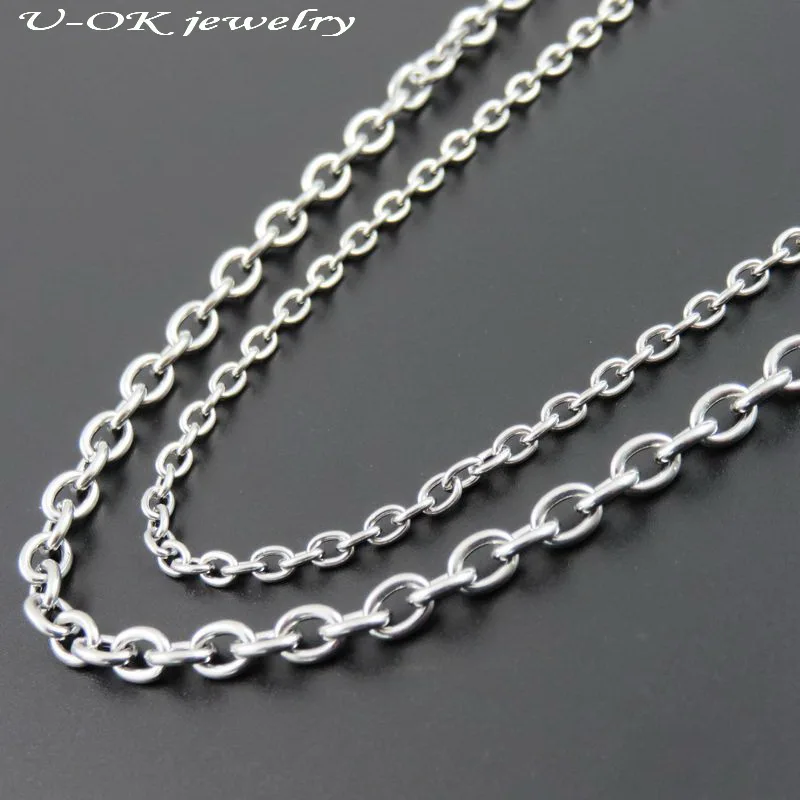 Women Chain Stainless Steel Silver O Link Chain Necklace Fashion Jewelry 3.0/4.5mm 40cm 45cm