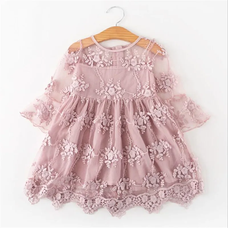 

New girls drsses summer children fashion solid color wedding party princess dresses for kids clothing girls mesh dress clothing
