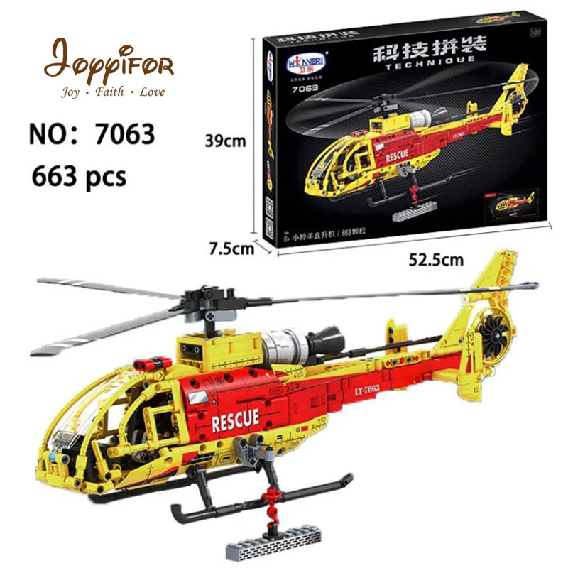 

663 pcsRescue helicopter 1141 red fancy old car Compatibie Legoings Building Blocks Toy Kit DIY Educational Birthday Gifts 53041