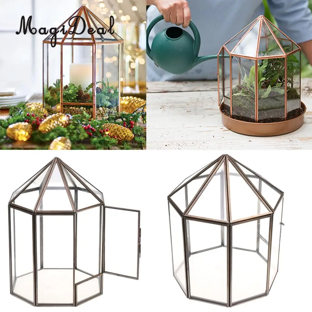 MagiDeal Geometric Terrarium Metal Faceted Succulent Plants Air Planter Anti Brass
