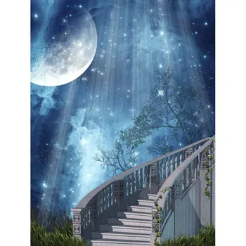 

fondos de estudio fotografia boda 1.5x2m Backgrounds For Photo Studio Beautiful Night Scenic stairs And Moon Props Background
