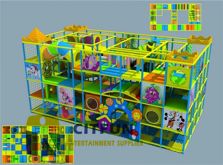 Дизайн гигантский парк развлечений крытая игровая площадка четыре слоя игровая площадка для продажи IP-016D