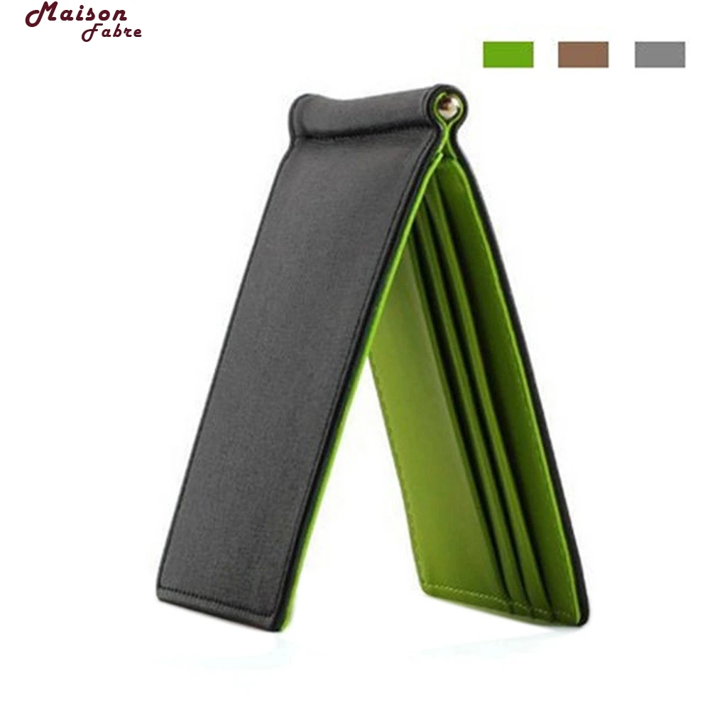 Maison Fabre Wallet Men Leather Mens Leather Silver Slim Wallets Black ID Credit