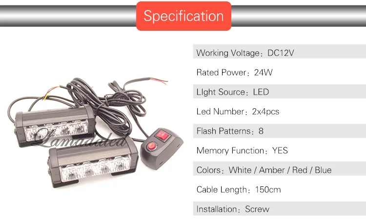 2шт 11 см Сплит 4led полицейский светодиодный светильник аварийная опасность стробоскоп светильник s бар автомобильный гриль мигающий сигнальная лампа Красный Синий Янтарный Белый