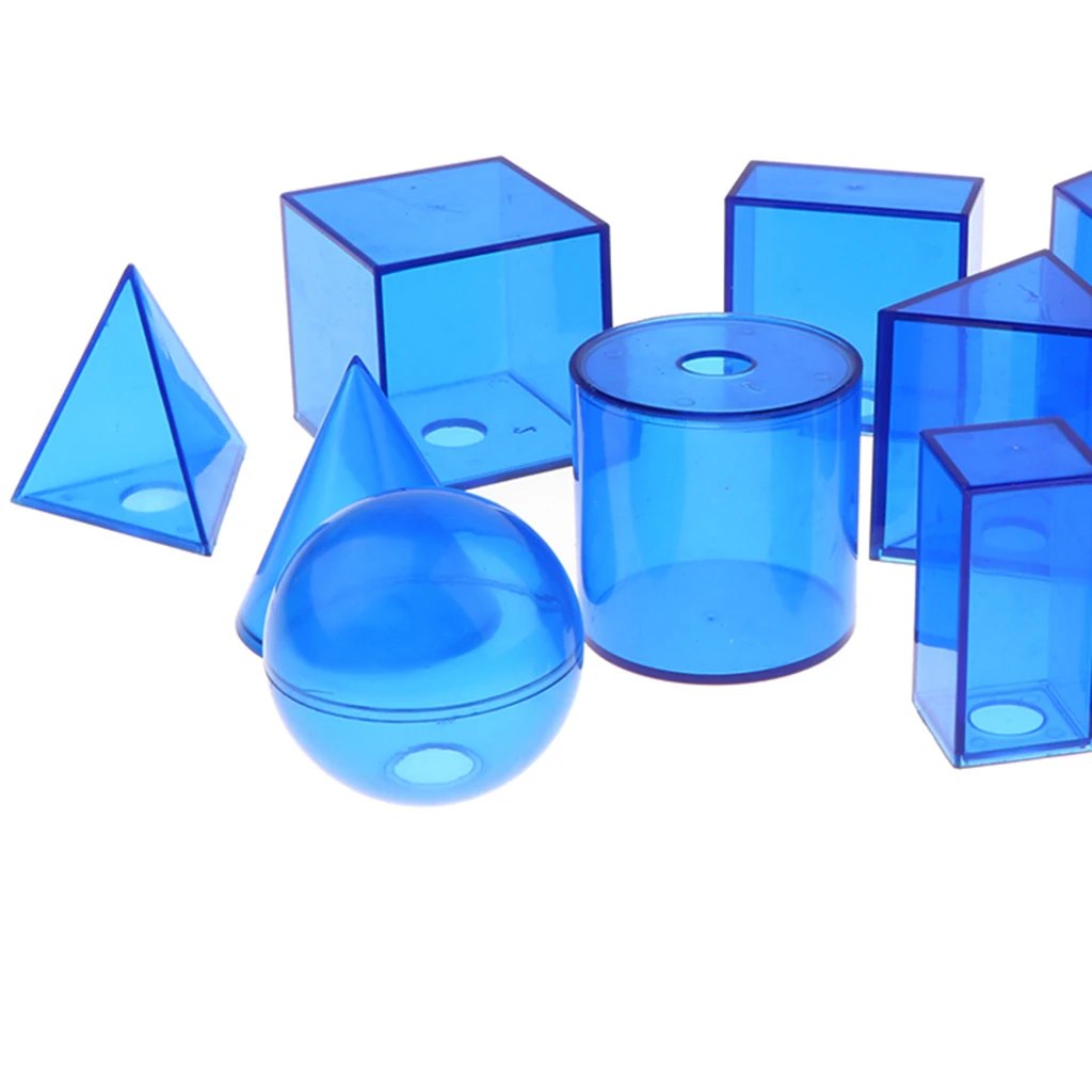 Pack of 12Pcs Plastic Geometric Solids - 3D Geometry Exploring Volume Shape Visual Aids Mathematics Math Educational Student Toy