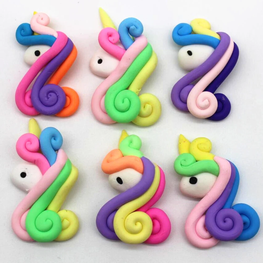 

New 10pcs soft clay 27*43mm home decoration DIY accessories material rainbow colorful Mixed wholesale resin headdress