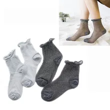 1/2 пар, летние женские носки, короткие милые носки для девочек, кружевные прозрачные носки с блестками, Calcetines Woman