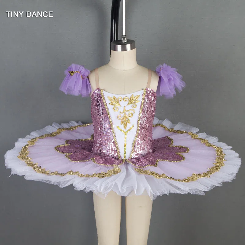 Для детей и взрослых, стандартный размер, предварительно профессиональная балетная пачка, костюм, жесткая фатиновая блинная пачка, блестящая балерина, платье BLL015 - Цвет: purple