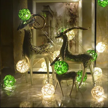 

Battery Operated White Green Rattan Balls String Christmas 20LED Garland Lights Holiday Party Wedding Kids Room Decoration Light